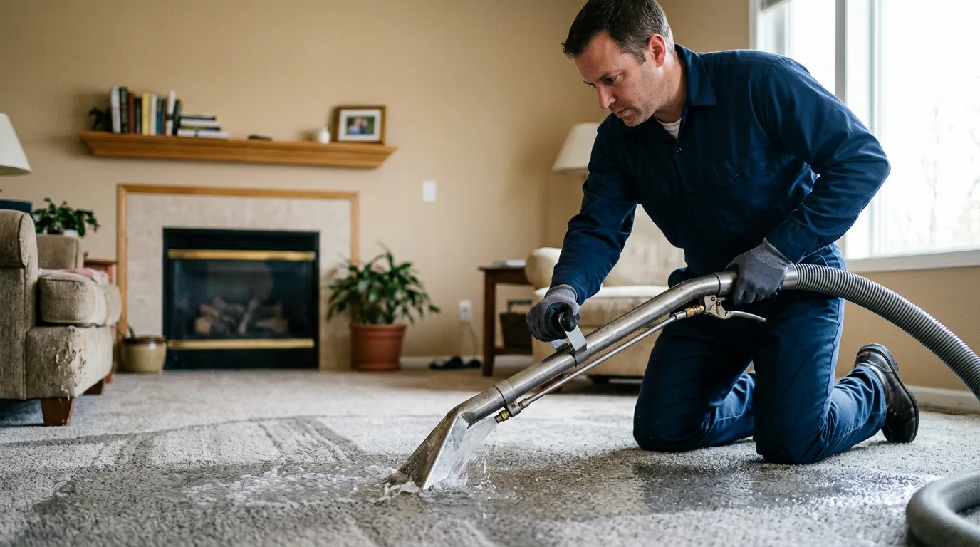 Water damage restoration technician working near Warsaw, OH